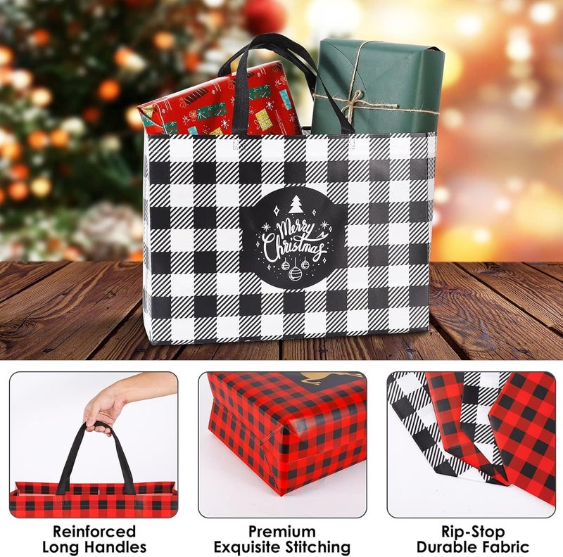 YANGTE 32 Pack Extra Large Christmas Gift Bags, Reusable Tote Bags with Handle Non-Woven Christmas Grocery Shopping Totes for Holiday Xmas, 16.9 * 12.6 * 6.8" - Image 5